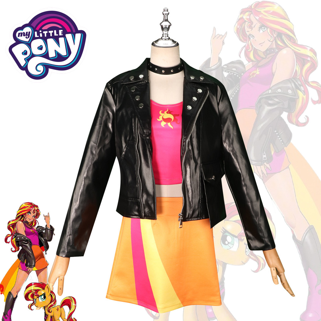 小马宝宝 小型色角服装欧美二 ทิ้ง元机车风套装 My Little Pony: Friendship is Magic Sunset Shimmer คอสเพลย์เครื่องแต่งกาย 