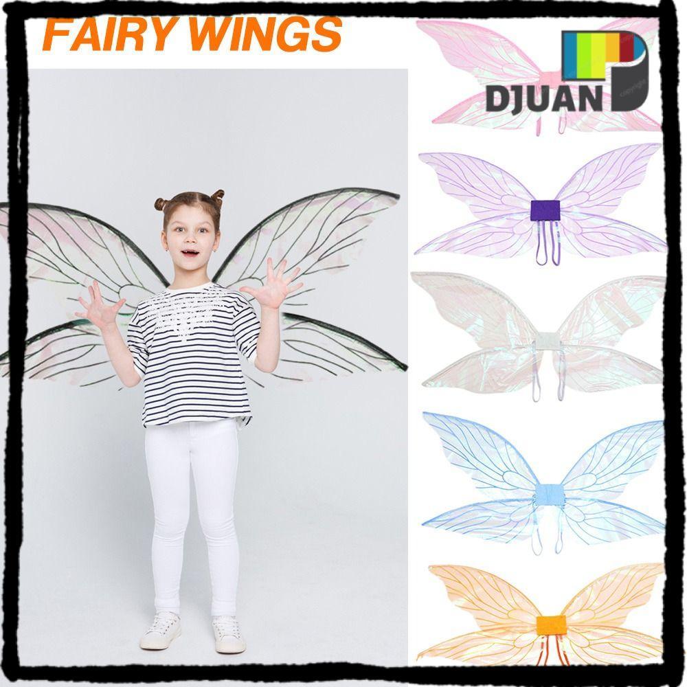 DUOJUAN Cicada Wing Girls Princess Angel Wing เครื่องแต่งกายอุปกรณ์เสริม Party Favor ฮาโลวีนผีเสื้อ