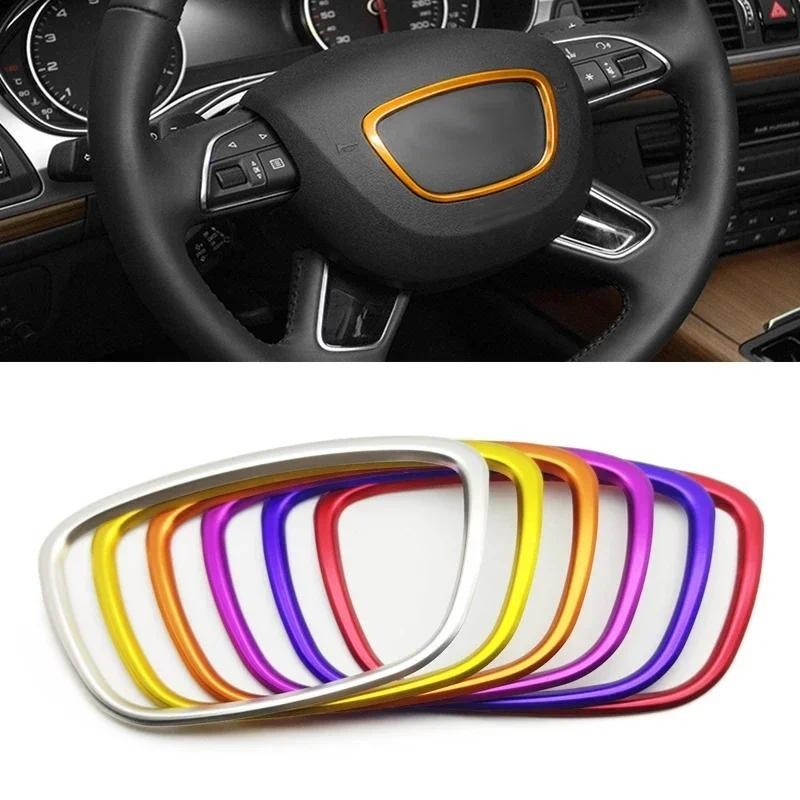 1 PC สําหรับ Audi A4 B6 B7 B8 A6 C6 A5 Q7 Q5 A3 A4L A8L A6L รถพวงมาลัยศูนย์โลโก้กรอบตกแต่งครอบคลุมสต