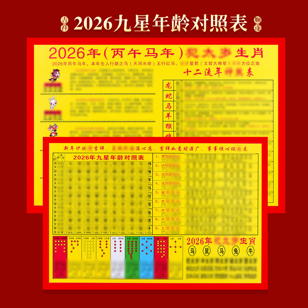2026 Nine-Star Age Comparison Watch Zodiac Fleeting Years God Sha Tai Sui Hiding Stars Smooth Star W