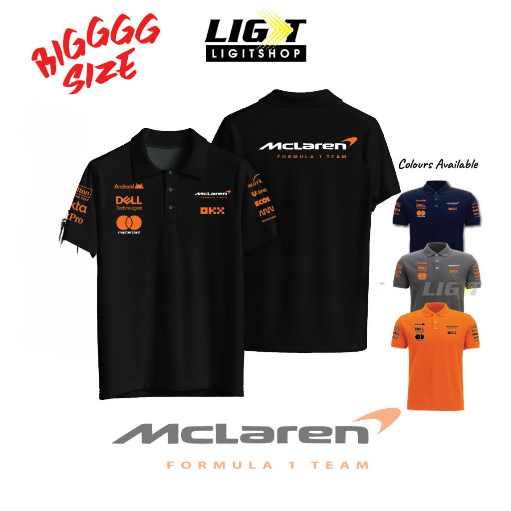 S-3XL สินค้าพร้อมส่ง 【polo】พอลโอ MCLAREN-AMG F1 TEAM MOTORSPORT RACING เสื้อยืดไซส์ใหญ่ s-3xl
