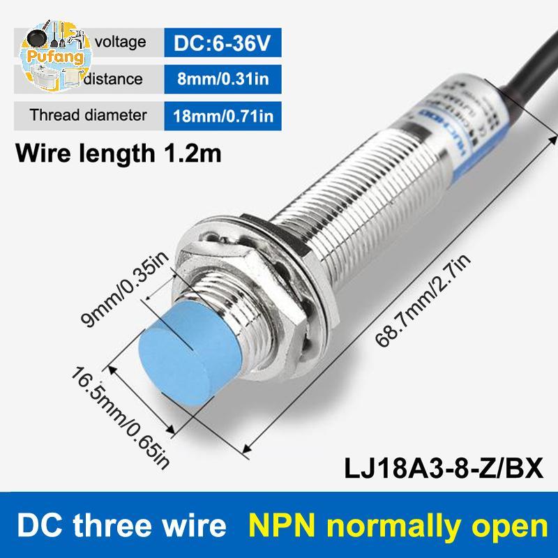 Pufang2m.th LJ18A3-8-Z/BX NPN DC สามสายปกติเปิด M8 เซ็นเซอร์โลหะ NPN ปกติเปิด Conventional รุ่น TH