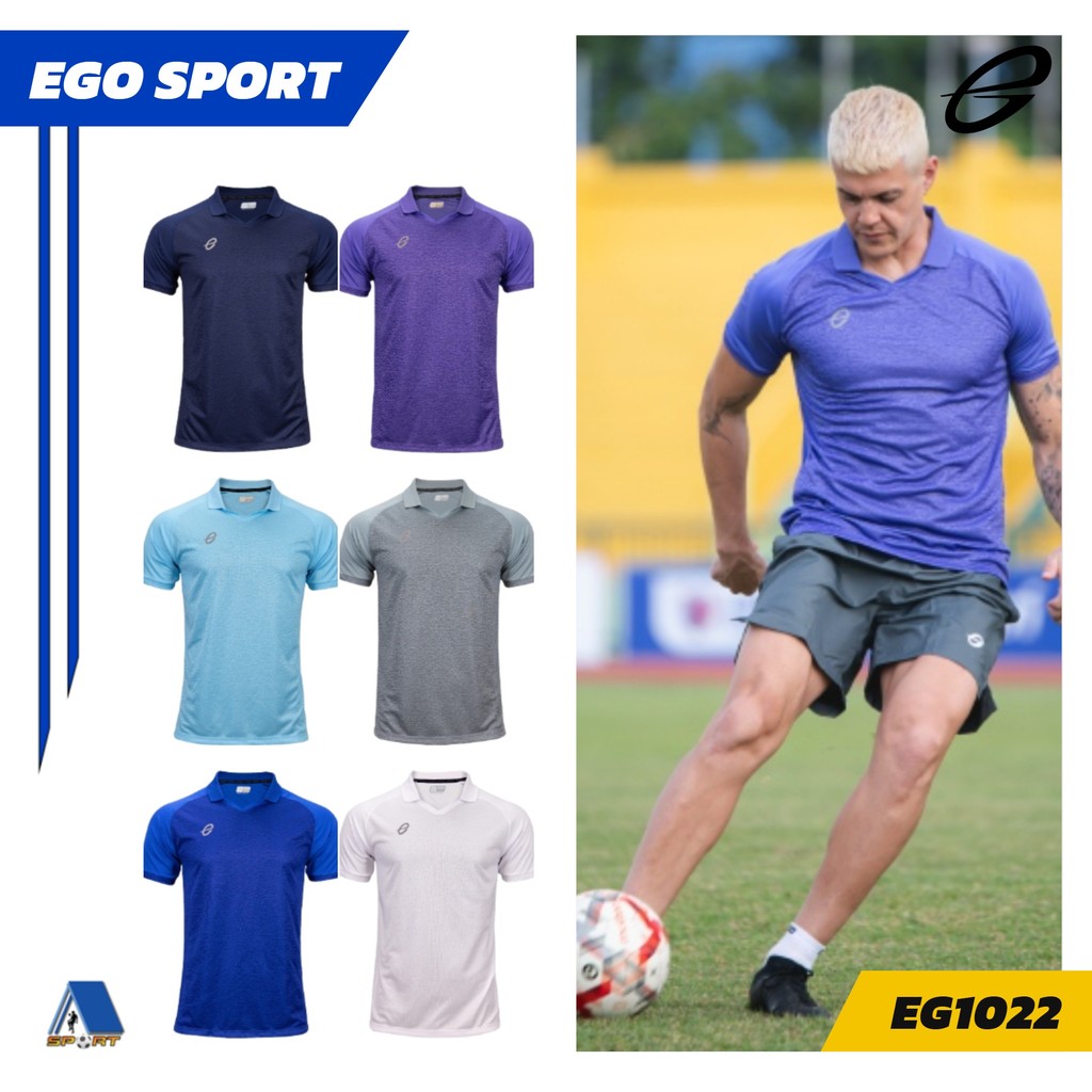 EGO Sport EG1022 เสื้อฟุตบอลคอวีปกผ้าทอลายแขนสั้น แท้100%