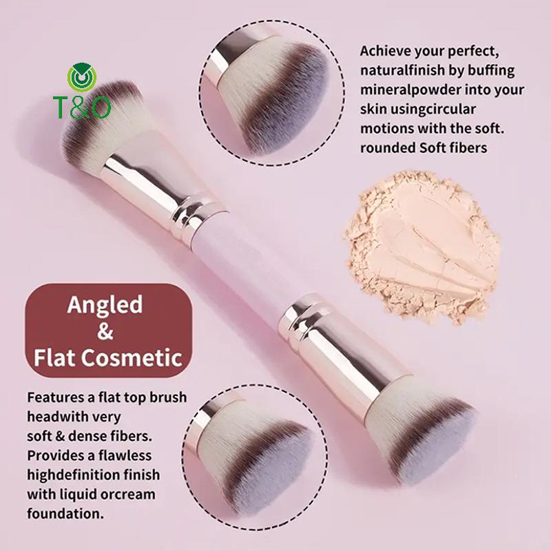 T&O 1/2/5PCS Foundation แปรงแต่งหน้า Double-ended แบน/มุม Top Contour แปรงสําหรับความงาม Liquid Powd