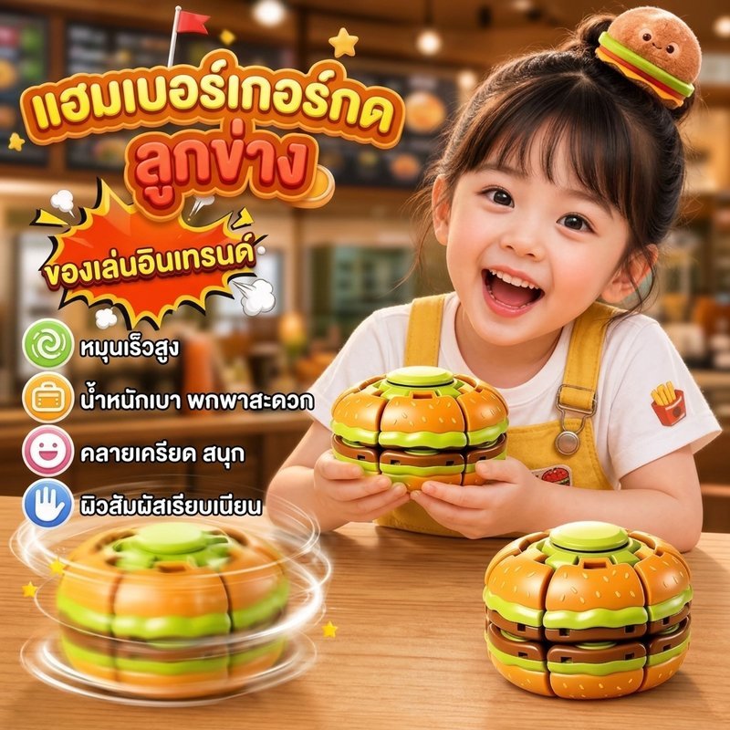 ลูกบอลคลายเครียดเกียร์ 3D กดและหมุนได้ 2in1 ลายสีสันสดใส พกพาได้ ช่วยผ่อนคลายและลดความวิตกกังวล