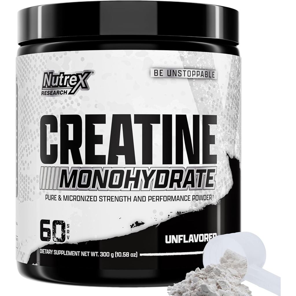 Nutrex Research Creatine Monohydrate Powder 60 เสิร์ฟ | ผงครีเอทีนไมครอน 5G รสไม่ปรุงแต่ง | กลูเตนฟร