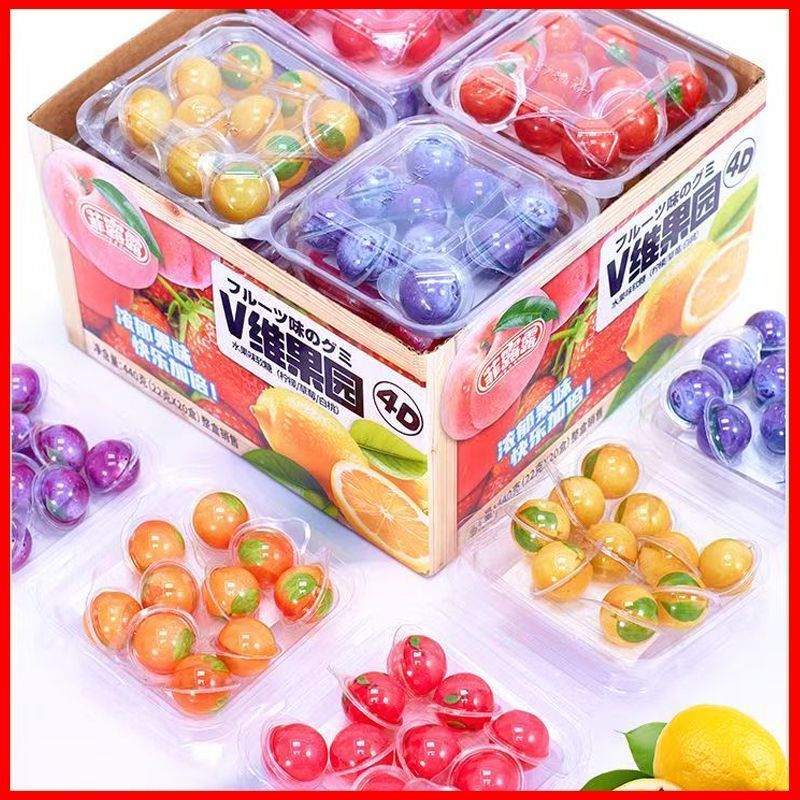 พร้อมสต็อก Orchard 4D Marshmallow Gummy Fruit Children Earth Eyeball Candy ขนมรสสตรอเบอร์รี่ 9.7