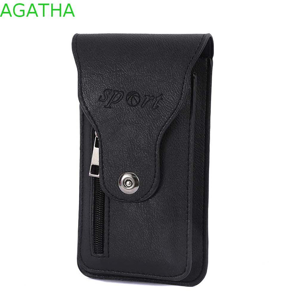 AGATHA เอว Pack Travel Retro โทรศัพท์มือถือกระเป๋าวิ่งกระเป๋าเข็มขัด Hasp ซิปปุ่มซิปเอวกระเป๋า
