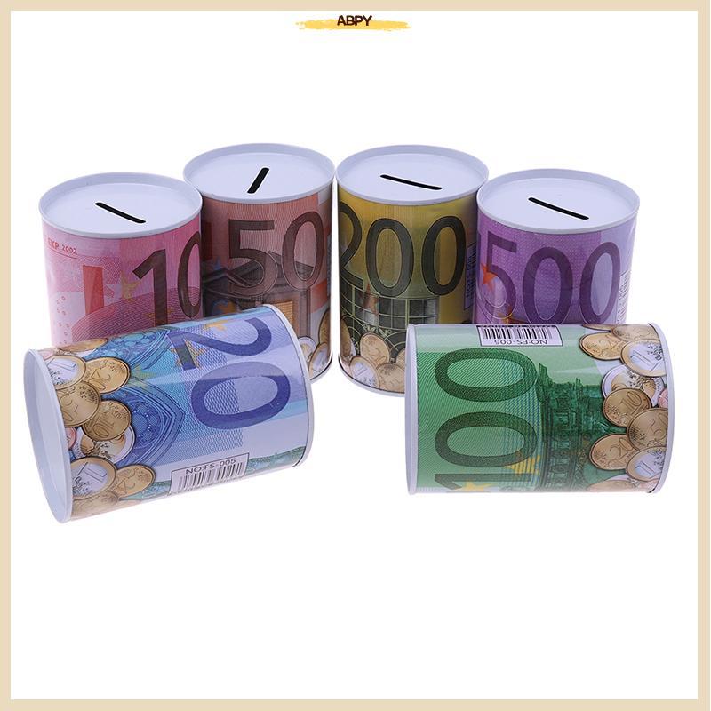 ABPY Euro Dollar Money Box ปลอดภัยกระบอก Piggy Bank Bank สําหรับกล่องฝากเหรียญ ABPY