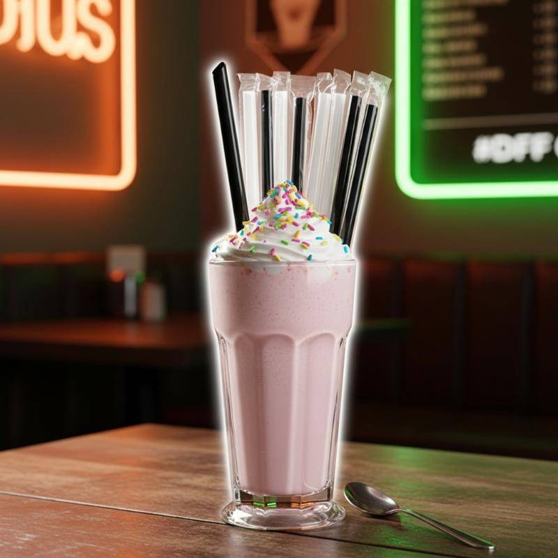 XDT Bubble Tea Straws ฟิล์มห่อ 21 ซม. 100 หลอด / Pa Bubble Tea หลอดพลาสติก KCP