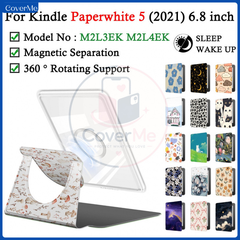 CoverMe For Kindle Paperwhite 5 (11th Gen) 2021 6.8 E-Reader Case รุ่นลงนาม Magnetic Separation 2-in