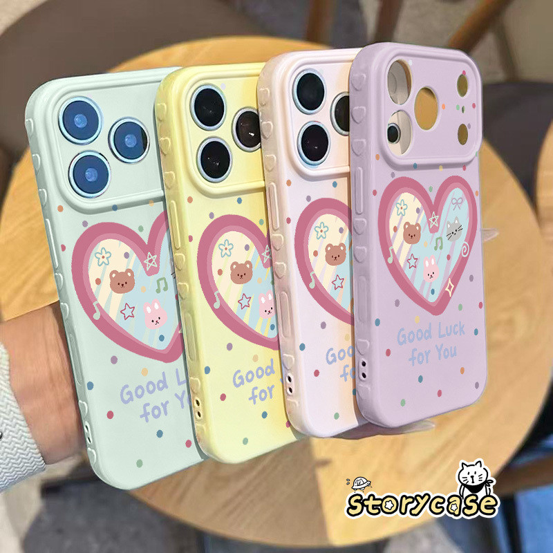 เคส TPU ลายหัวใจสัตว์น้อยโน้ตดนตรี มีหัวใจด้านข้าง Samsung A56 A36 A05s A07 A17 A05 A04 A03s A16 A15 A14 A13 A12 A55 A54