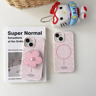 ปลอกTPU Coverใช้งานร่วมกับiPhone 13 14 14Pro 14ProMax 15 15Pro 15ProMax 16 16Pro 16ProMax 17Pro 17ProMaxดอกไม้สีชมพูรูปแบบแม่เหล็กกรณี