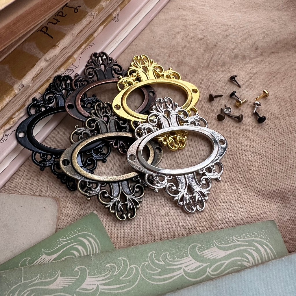 Junk journal มือหนังสืออุปกรณ์โลหะกรอบฉลากวัสดุปกวัสดุ