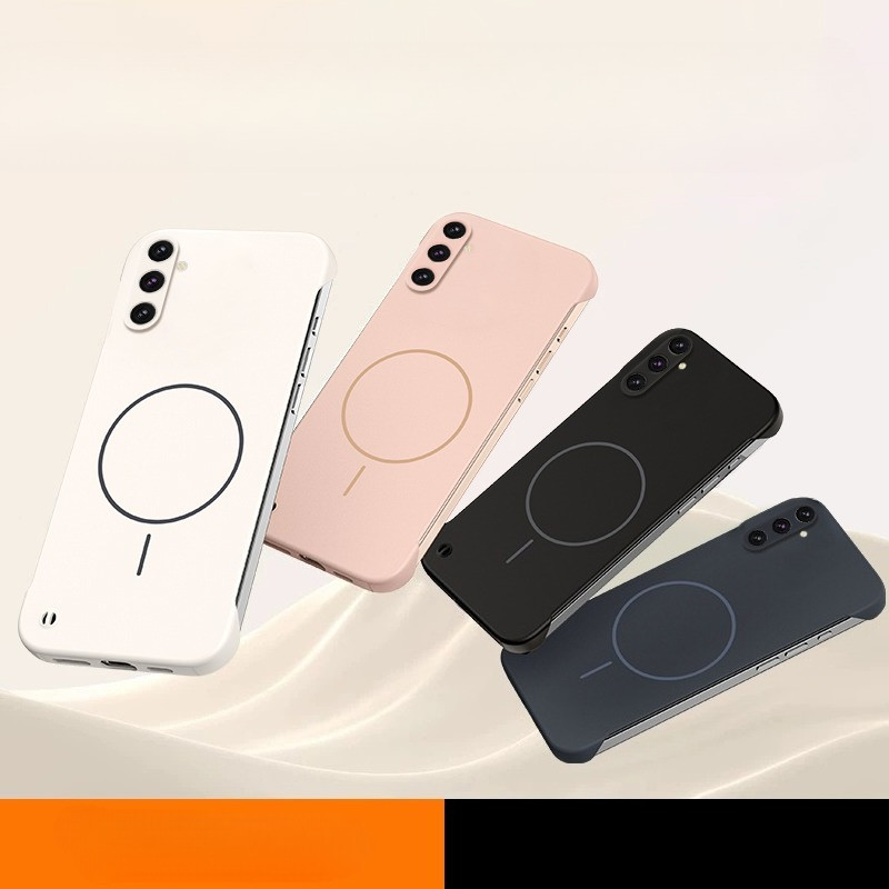 Soft Edge Magnetic Case สําหรับ Samsung Galaxy A24 4G - Bezel-Free Slim Design Anti-Slip Comfort Gri