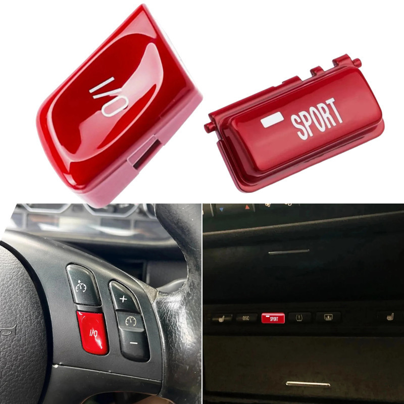 พวงมาลัยรถปุ่ม I/O VO ฝาครอบคอนโซลโหมดกีฬาสําหรับ BMW 3 Series E46 M3 1998-2004 อะไหล่รถยนต์