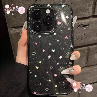 เคสไอโฟน11 สำหรับ IPhone 16 17 air 12 13 11 15 14 Pro Max XR X XS 7 15 14 Plus สีสันสดใสผงกากเพชรดาวน้อยฝาครอบพลาสติกใส