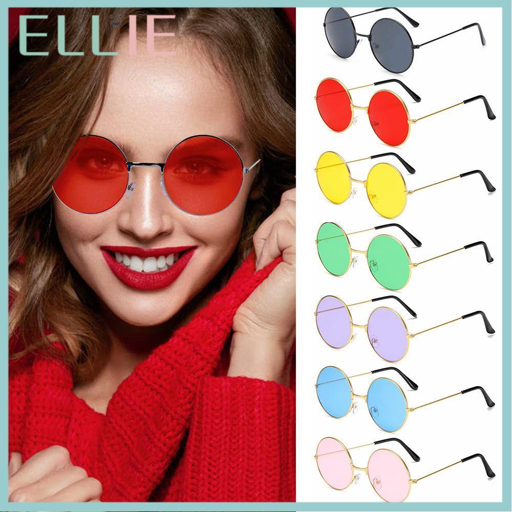 ELLIE แว่นกันแดดทรงกลม สไตล์เรโทรฮิปпи สำหรับงานปาร์ตี้