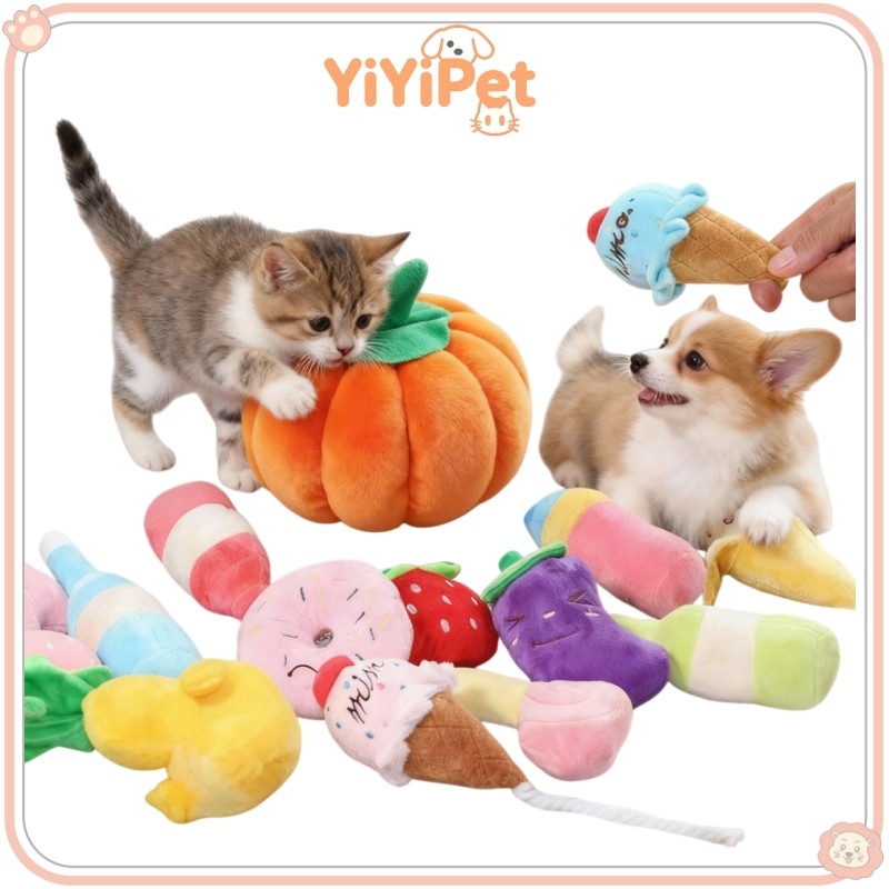 1 PC Chew Squeaker Squeaky ของเล่น 1 PC สัตว์เลี้ยงของเล่นผลไม้สัตว์การ์ตูนสุนัขของเล่นตุ๊กตา Squeaking น่ารัก Plush ปริศนาสําหรับสุนัขแมว