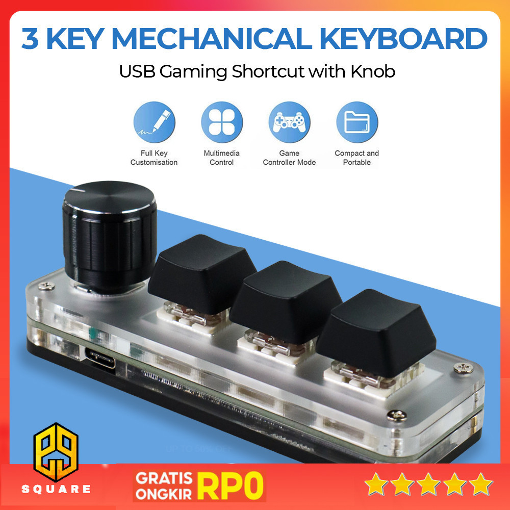 VODOOL 3 Key Mechanical Keyboard USB Gaming ทางลัดพร้อม Knob - VD3 Original 99 Square