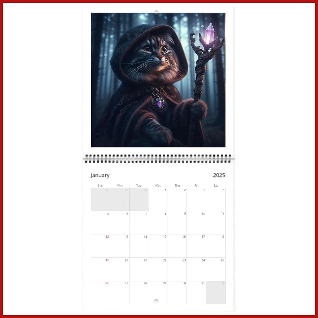 Wall Calendar Wall Mount เดือนปฏิทินแมวยุคกลางเครื่องประดับตลก Humor Planer สําหรับนักเรียนวัยรุ่นผู