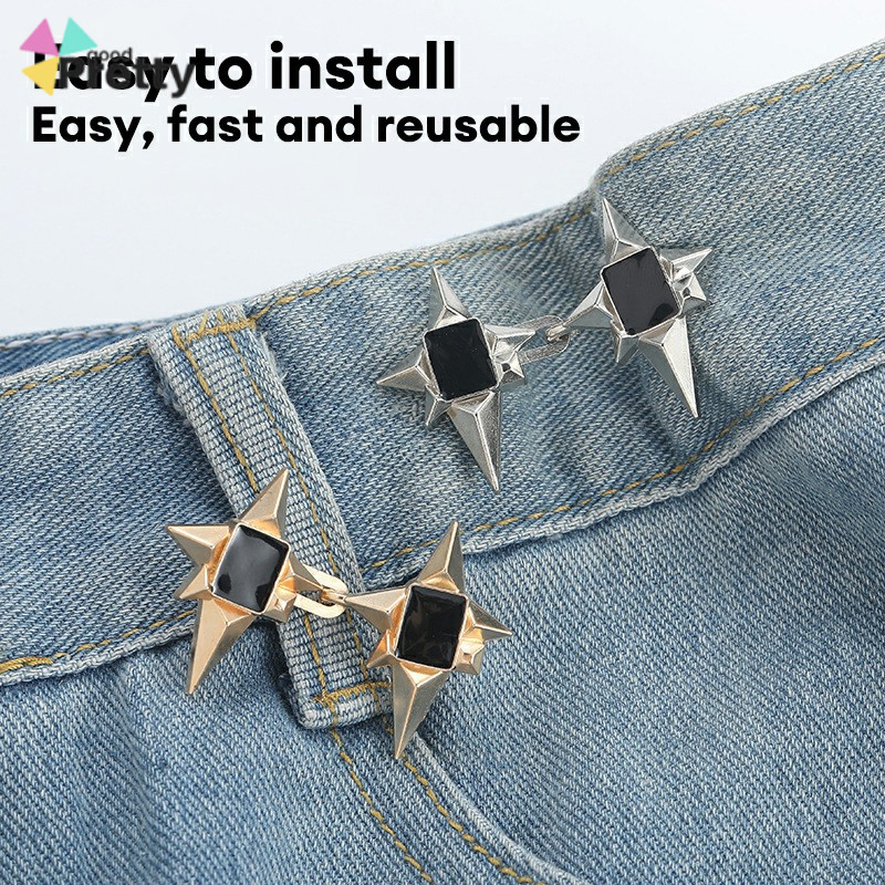 หัวเข็มขัด Cinch Star ห้าจุดโดยไม่ต้องเย็บปุ่มที่ถอดออกได้ปุ่ม Cinch พื้นผิวโลหะ PD