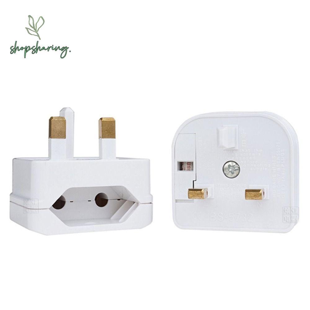 SHOPSHARING Power Socket European To UK 2 Pin To 3Pin Adapter