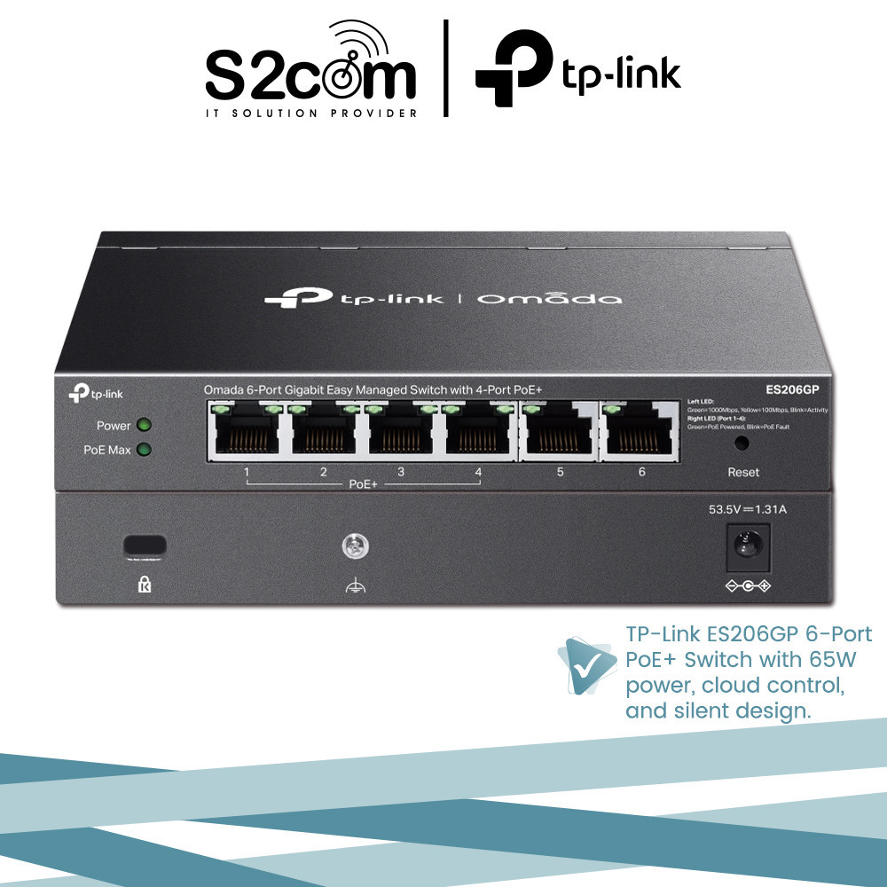 TP-Link ES206GP Omada 6-Port Gigabit Easy Managed Switch พร้อม PoE 4-Port+