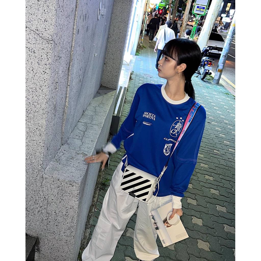 [i4p Studio] กีฬาเสื้อยืดแขนยาวแบบ Colorblock สำหรับผู้ชายและผู้หญิง