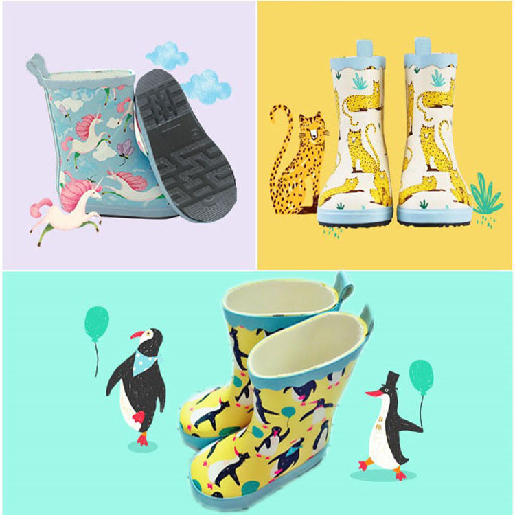 รองเท้าน้ำพลาสติกรองเท้าฝนแบบพาegasus leopard สีสันสวยงามสำหรับเด็กจาก Enbihouse