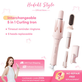 HODEKT 5 In 1 Hair Curler Hair Straightening Comb Ceramic Automatic Curler Iron Fast Heating Curling