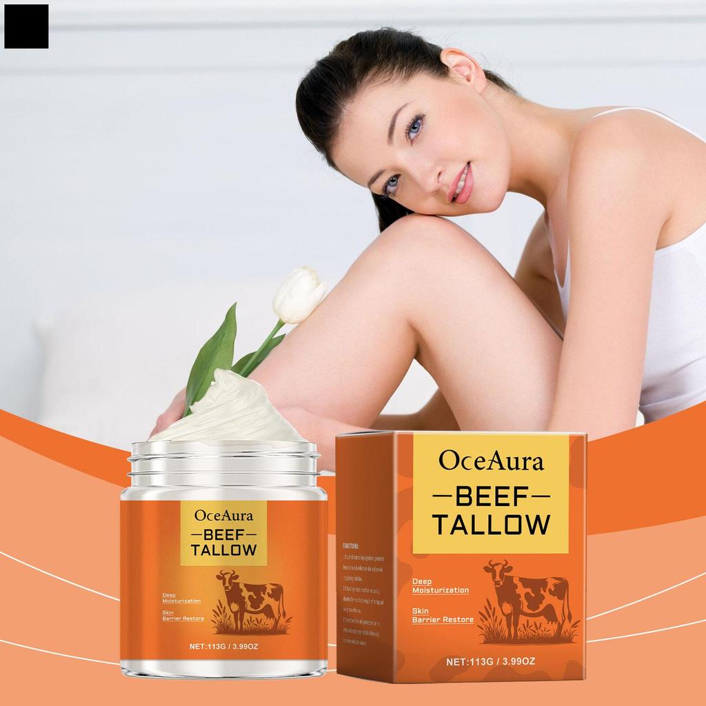 Beef Tallow Cream Moisturizer สําหรับผิวหน้าและผิวกาย - Non-Greasy Honey Balm Skin Care 113g