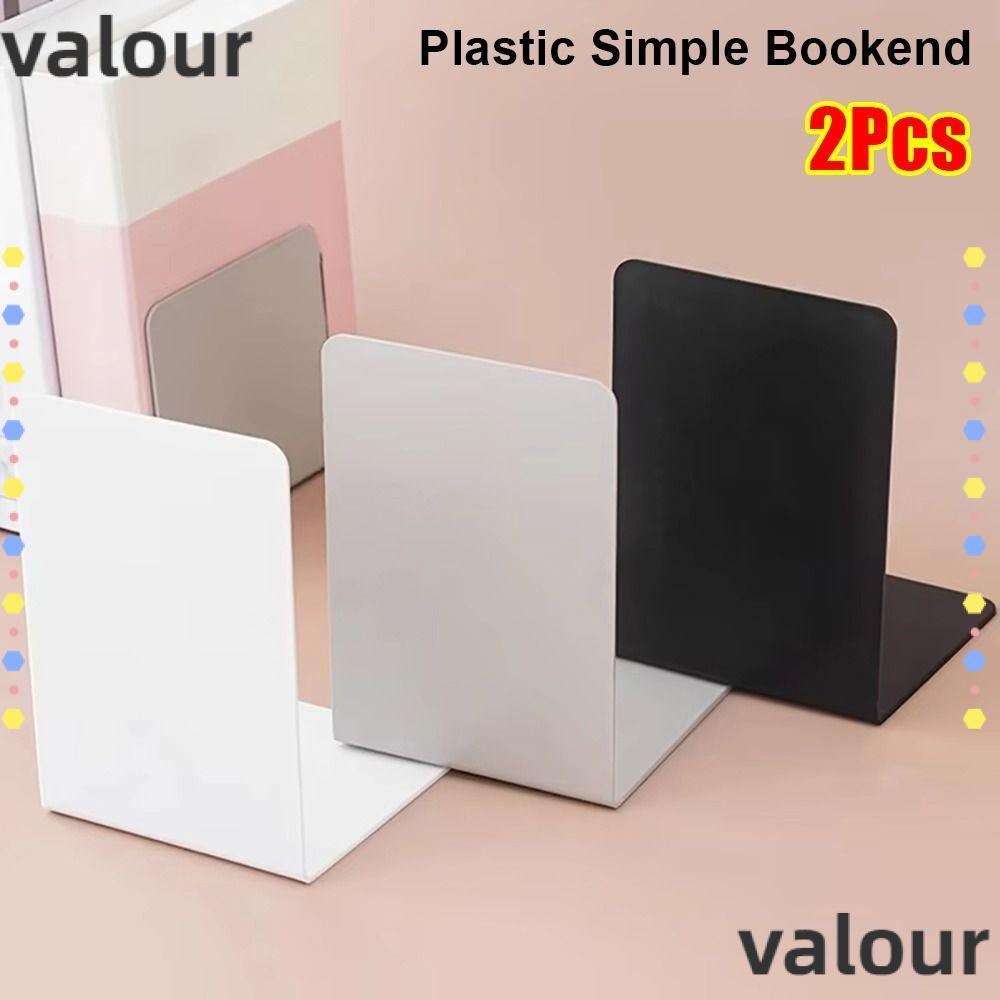 VALOUR 1/2 ชิ้น Book Stoppers ผู้ถือ, หนา L-Shaped Simple Bookend, พลาสติกทนทานพร้อมการออกแบบกันลื่นโต๊ะตกแต่งชั้นวางหนังสือสําหรับห้องสมุดห้องนอน