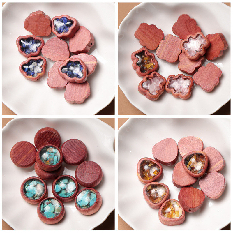 จี้ไม้ Cypress จาก Yiming Xianyuan ออกแบบคลาวด์แบร์ กะเพาะลายดอกไม้ Wenwan เหมาะสำหรับสร้อยข้อมือหรื