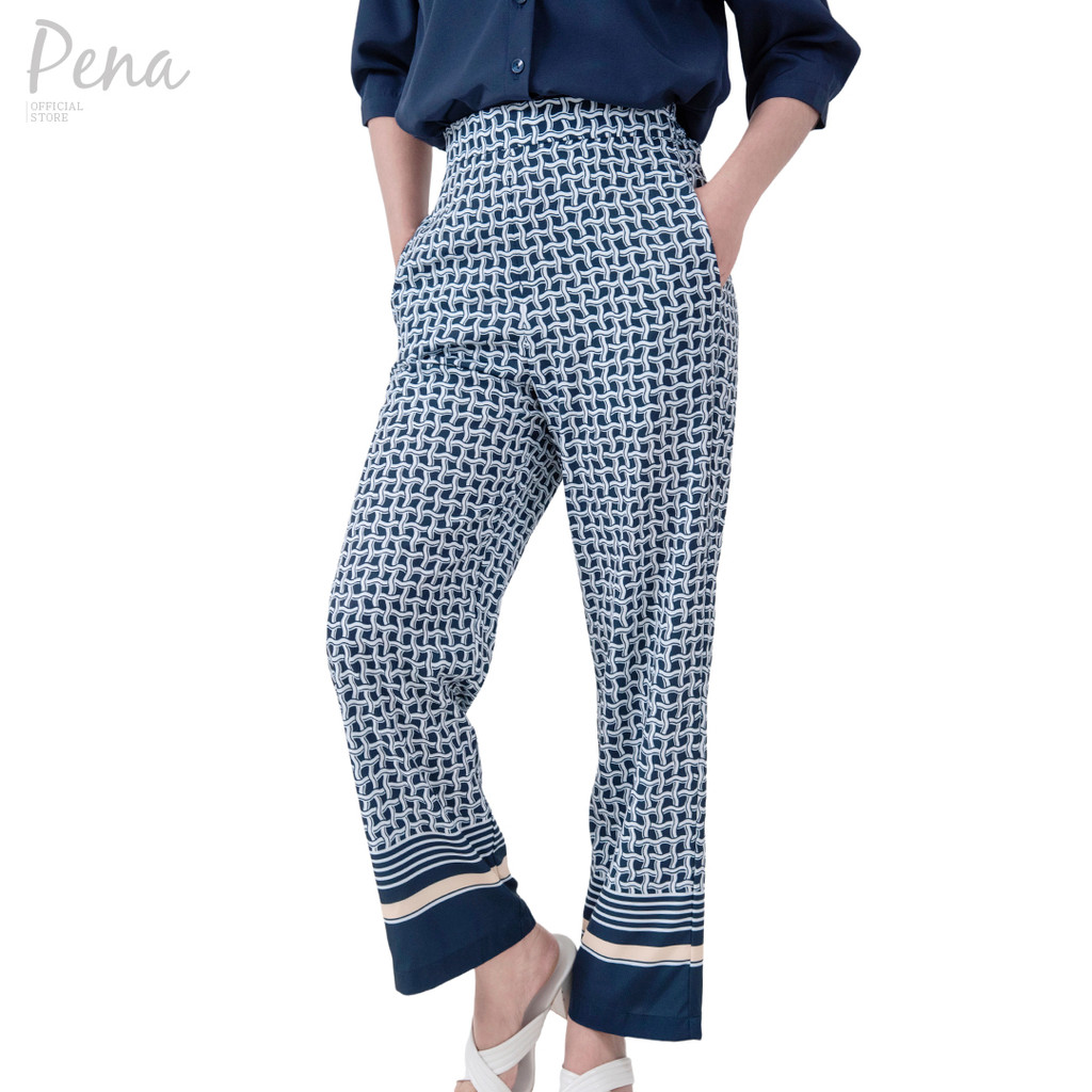 Pena house กางเกงขายาว ขอบเอวยางยืด ผ้าพิมพ์ลาย PWPL102502