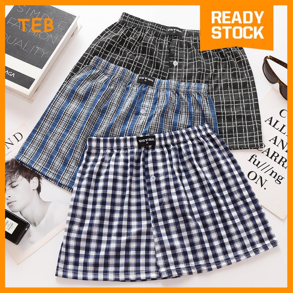 QSTAR กางเกงชั้นในชายแบบบ็อกเซอร์ ลายตารางหมากรุก ทำจากโพลีเอสเตอร์ ไซส์ M-2XL