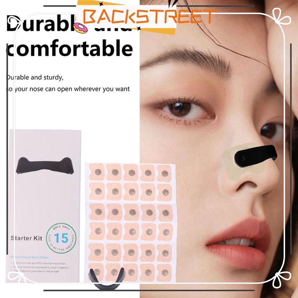 BACKSTAGE 15/30Pairs ลดการนอนกรน เครื่องมือนวดกันเหงื่อ Breathing Nasal Strip Starter Kit, Extra Str