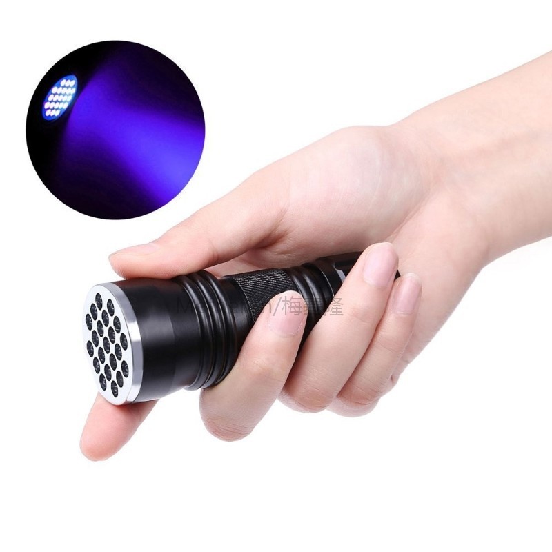 *ไฟฉาย UV ไฟ UV แสงสีดํา 21 395nm ไฟฉาย LED Ultr