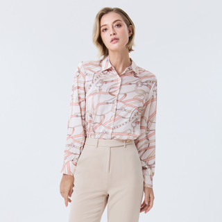 ESPADA เสื้อเชิ้ตลายเข็มขัดและโซ่ ผู้หญิง สีชมพู | Belt and …