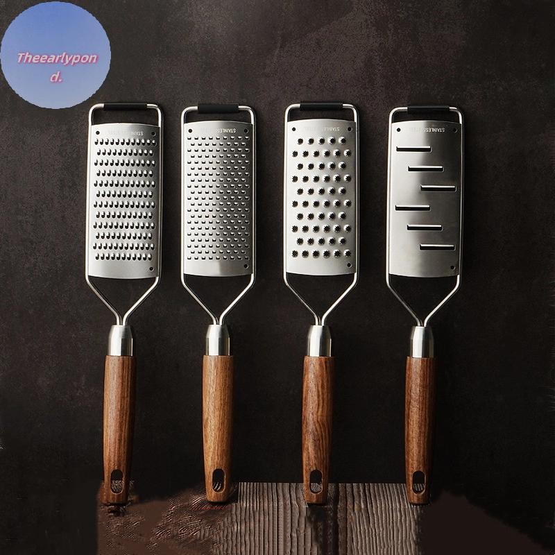 EARLYPTOND ที่ขูดชีสไม้ธรรมชาติสแตนเลส Zester เครื่องขูดครัว Citrus Zester เครื่องมือสําหรับขิง TH