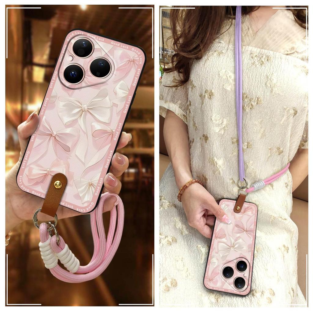 ฝาหลังTPUเคสโทรศัพท์สําหรับHuawei P80/Pura80 การ์ตูนCrossbodyสร้อยคอป้องกันAnti-KNOCKป้องกันฝุ่นน่าร