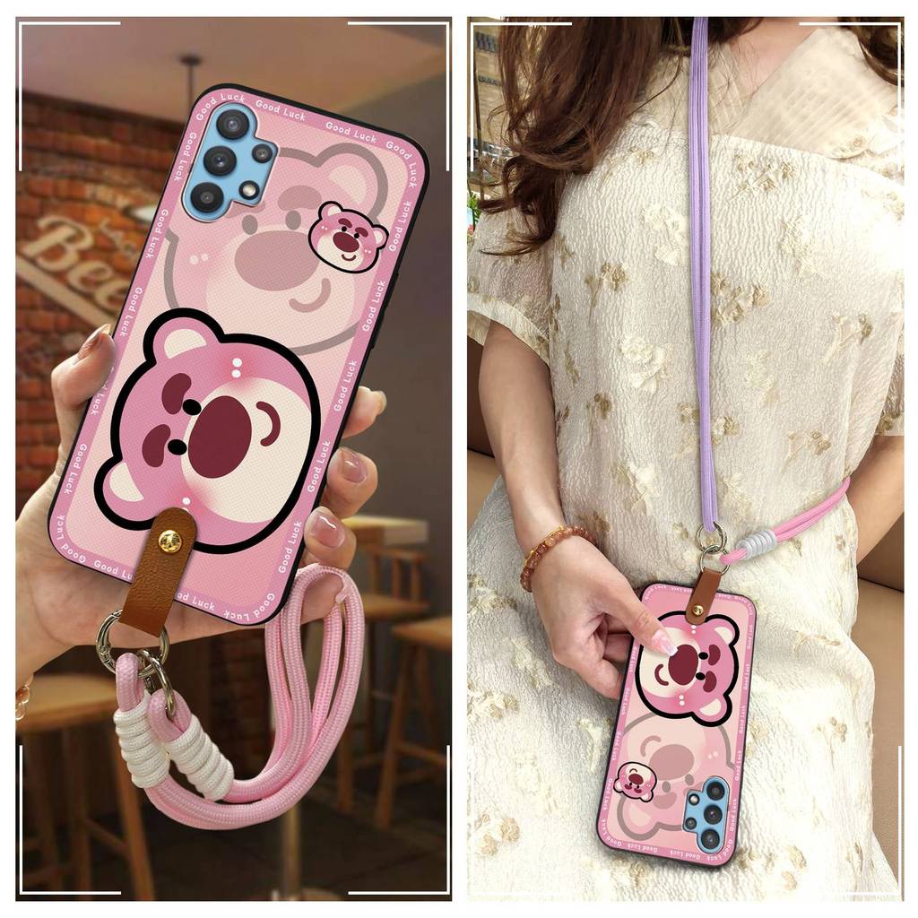 Dirt-proof กันกระแทกเคสโทรศัพท์สําหรับ Samsung Galaxy A32 4G/A32 LTE/SM-A325F สร้อยคอปกหลัง Lanyard 