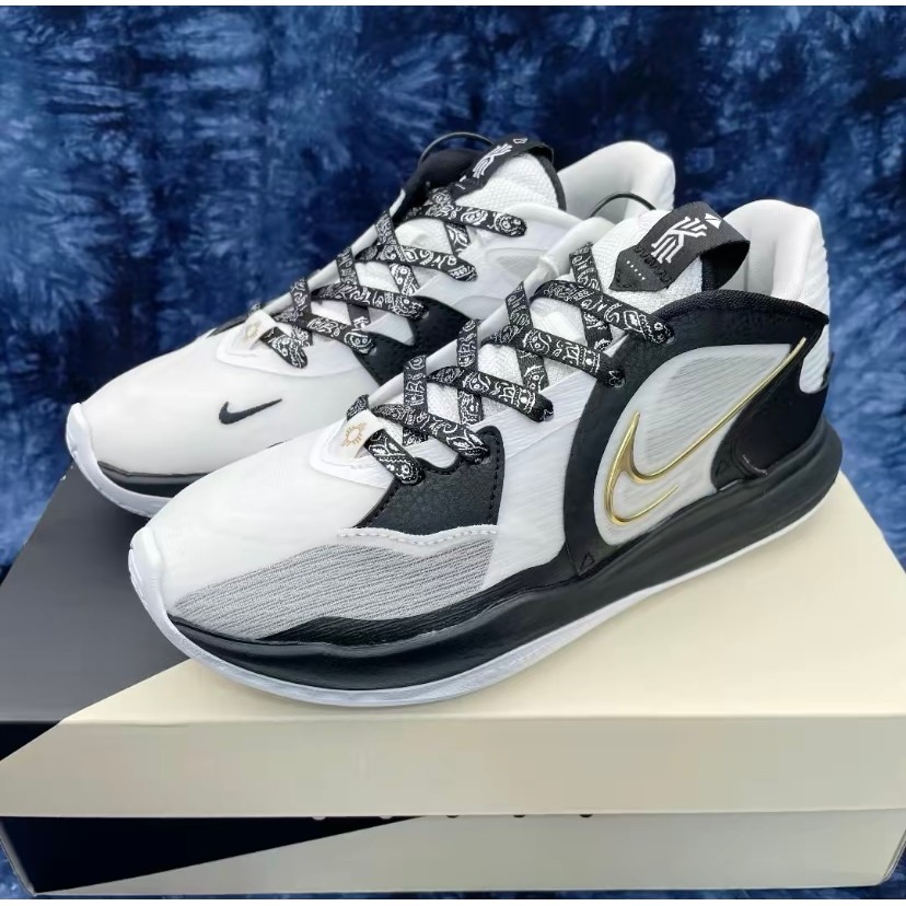 เหมาะสําหรับ Kyrie Low 5 EP Irving 5 สีขาวสีดํารูปไข่เป็ดแมนดารินเชือกผูกรองเท้าเงินเม็ดมะม่วงหิมพาน