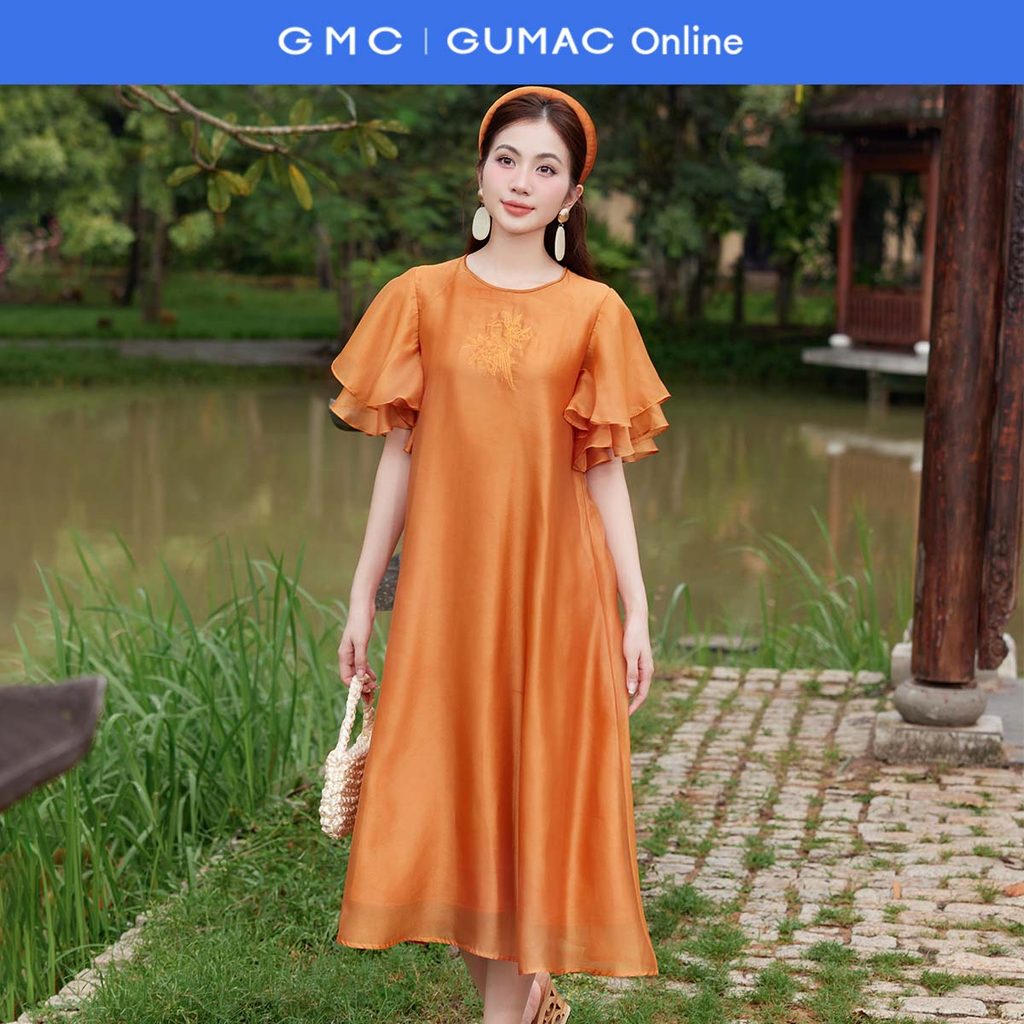 ชุดเดรสทรงตรงปักลายดอกไม้แฟชั่นสตรี GUMAC QPE11042