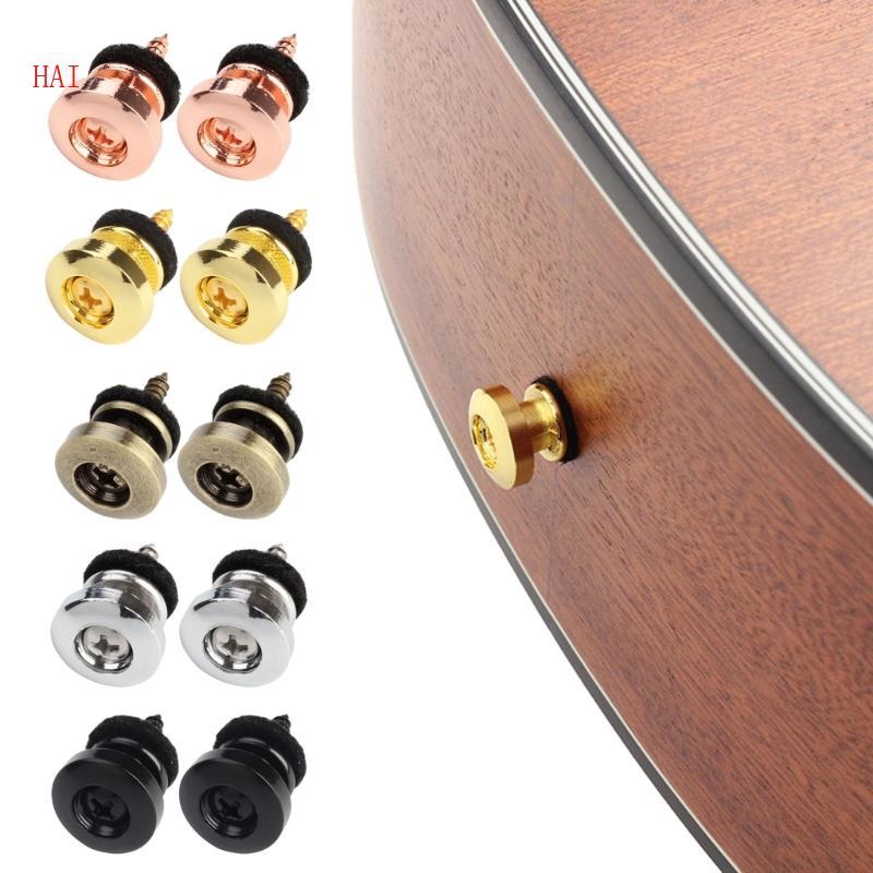 HAI 2 ชิ้น Metal Guitar Strap Lock Strap Lock Buttons Electric Guitar Strap Locks Kits