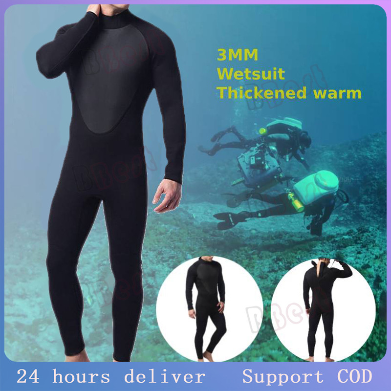 Neoprene Men Full Bodysuit Wetsuit 3 มม.ดําน้ําซิปยืดท่องดําน้ําดูปะการัง