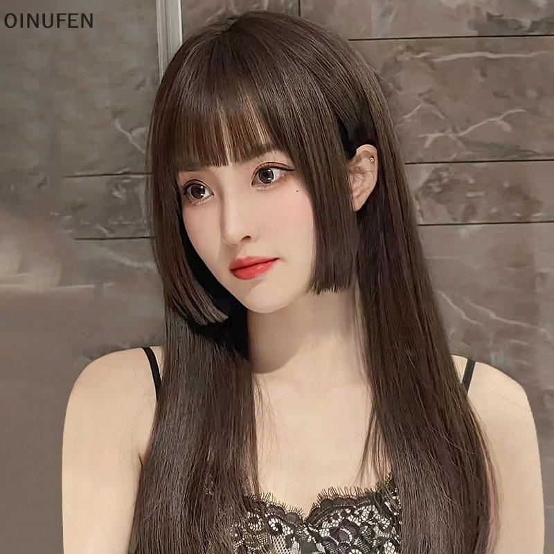 ONU ยาวธรรมชาติตรง Lolita วิกผม Bang คอสเพลย์ฮาโลวีนคริสต์มาส Harajuku วิกผม FEI