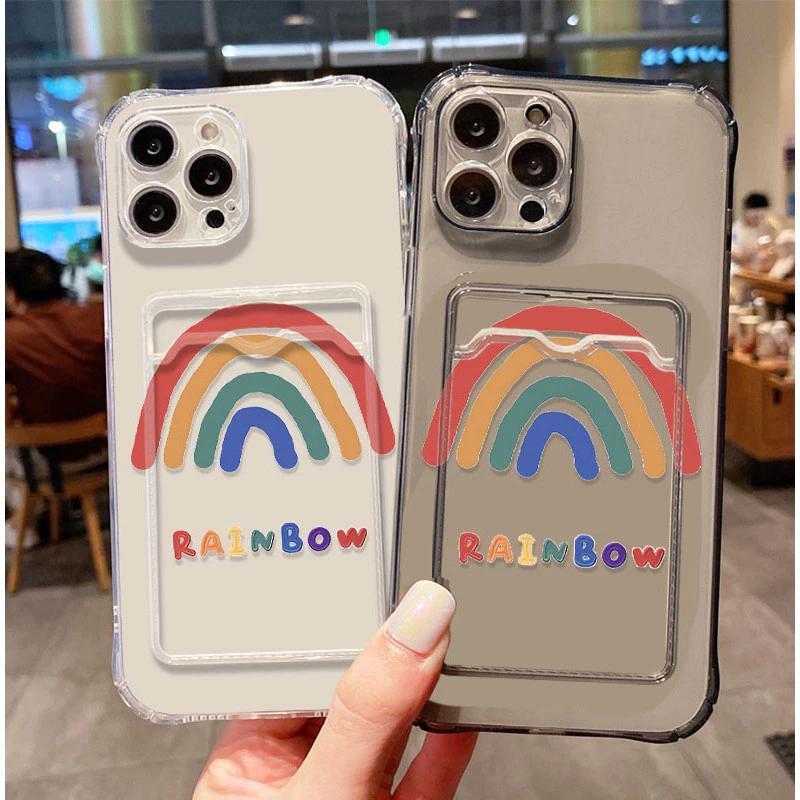 กรณีนุ่ม ATM ID Card Slot Rainbow Motif Anti ลายนิ้วมือสําหรับ Realme หมายเหตุ 60 60x 50 Narzo N63 N