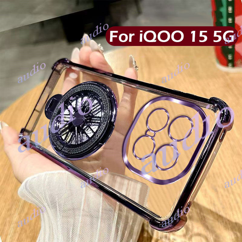 IQOO 15 5G สี่มุมชุบโปร่งใสเคสโทรศัพท์พร้อม Windmill สําหรับ Vivo iQOO 15 iQOO15 5G 2025 กันกระแทกซิ