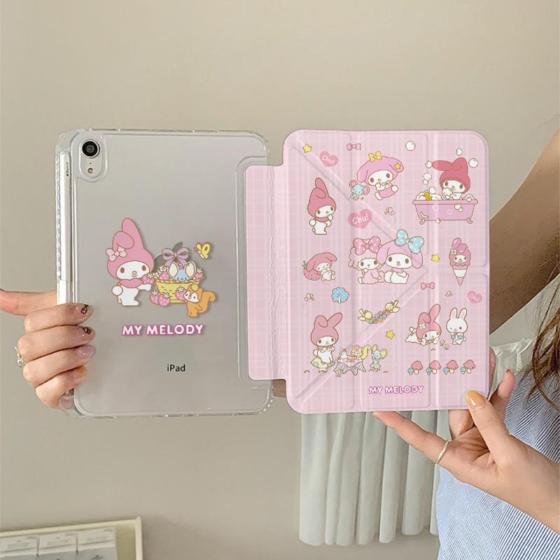 สาวการ์ตูนสีชมพู Melody พิมพ์ iPad Air6/5 เคสป้องกัน iPad10 เคส iPad Mini7 สาวน่ารัก เคส iPad Apple 